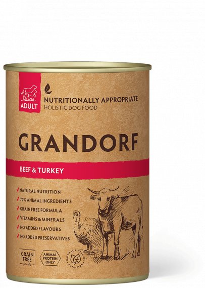 Grandorf natvoeding Beef & Turkey - Adult - 400g