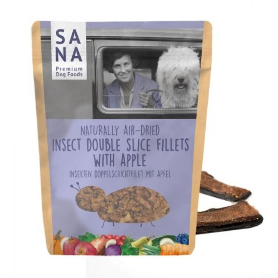 Sana Dog Double Slice Fillets insect met appel, 100 gram