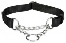202801 Premium half-slip halsband, M–L: 35–50 cm/20 mm, zwart